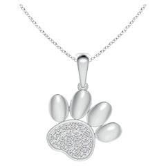 Ciondolo a forma di zampa con diamante naturale incastonato di Angara in oro bianco 14K per donna
