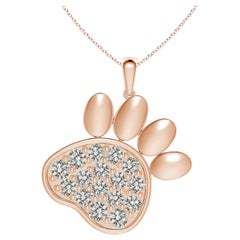 Angara Natural pave-Set Diamond Paw Print Pendant in 14K Rose Gold for Women