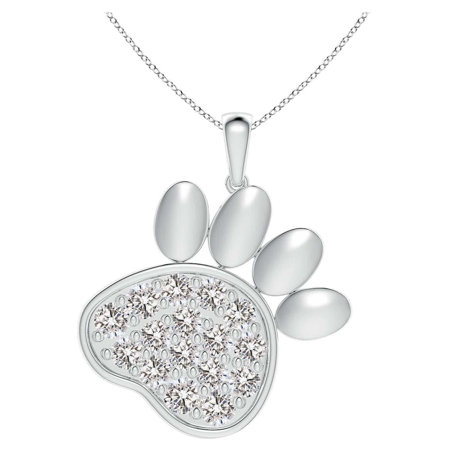 Ciondolo a forma di zampa con diamanti naturali incastonati di Angara in argento 925.