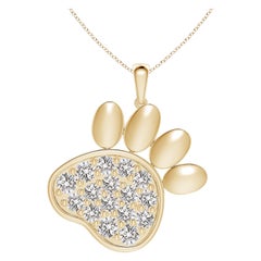 Ciondolo a forma di zampa con diamante incastonato di Angara Nature in oro giallo 14K per donna