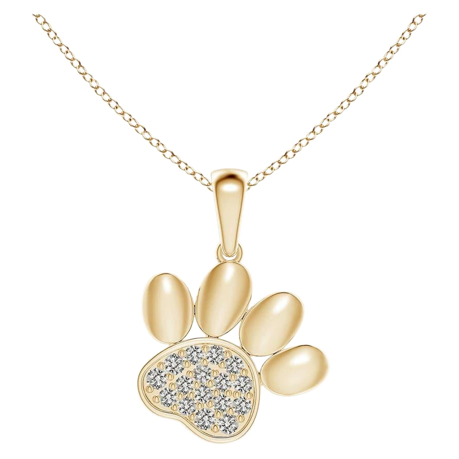 Ciondolo a forma di zampa con diamante incastonato di Angara Nature in oro giallo 14K per donna