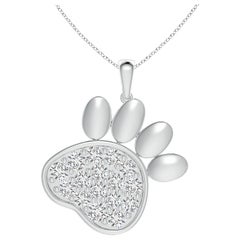 Angara Natural pave-Set Diamond Paw Print Pendant in 14K White Gold for Women