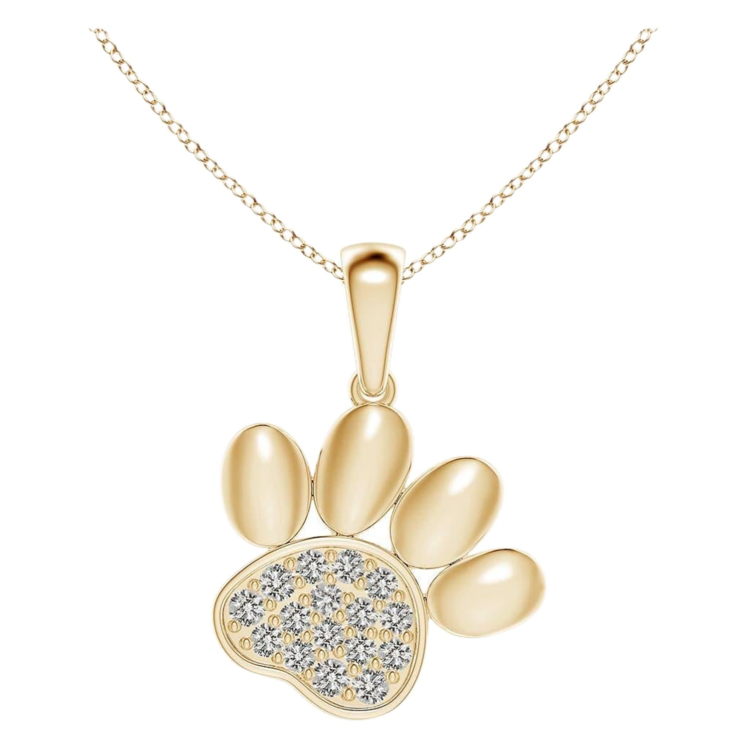 Ciondolo a forma di zampa con diamante incastonato di Angara Nature in oro giallo 14K per donna