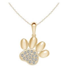 Ciondolo a forma di zampa con diamante incastonato di Angara Nature in oro giallo 14K per donna