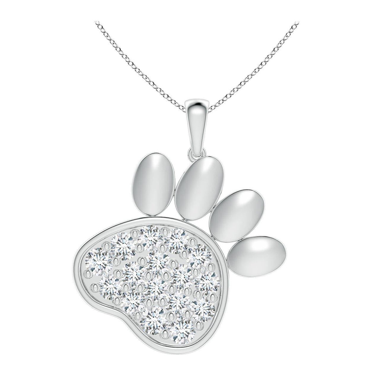Ciondolo a forma di zampa con diamanti naturali incastonati di Angara in argento 925.
