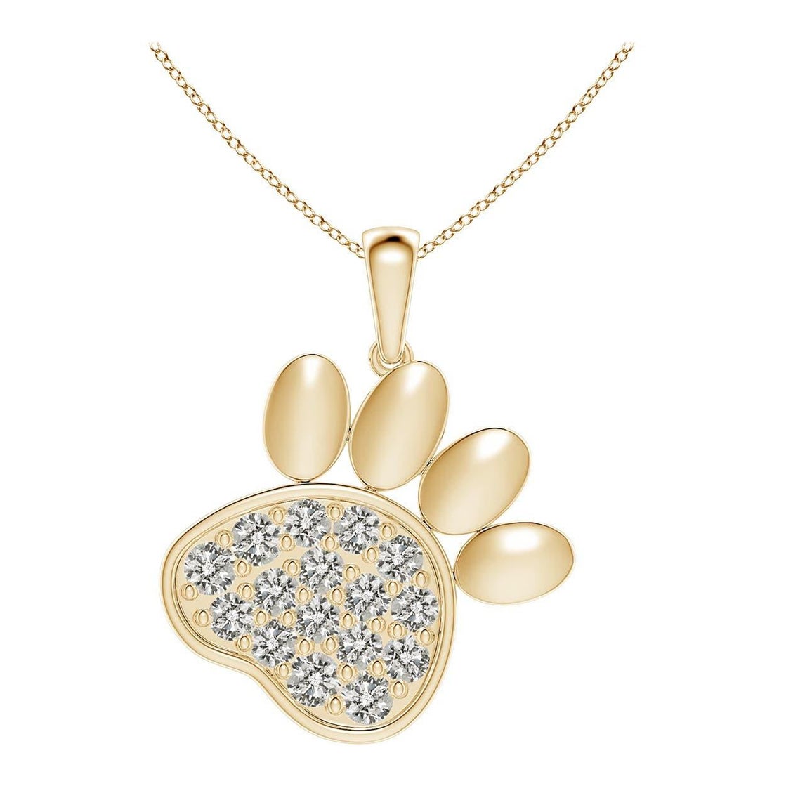 Ciondolo a forma di zampa con diamante incastonato di Angara Nature in oro giallo 14K per donna