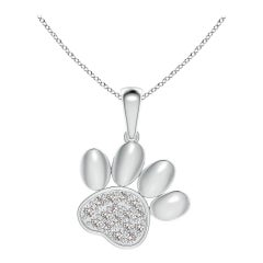 Angara Natural pave-Set Diamond Paw Print Pendant in 14K White Gold for Women
