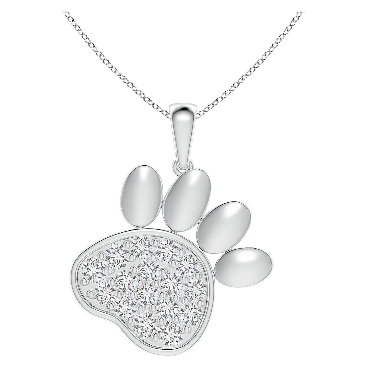 Ciondolo a forma di zampa con diamanti naturali incastonati di Angara in argento 925. in vendita