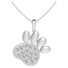 Ciondolo a forma di zampa con diamante naturale incastonato di Angara in oro bianco 14K per donna