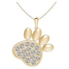 Ciondolo a forma di zampa con diamante incastonato di Angara Nature in oro giallo 14K per donna