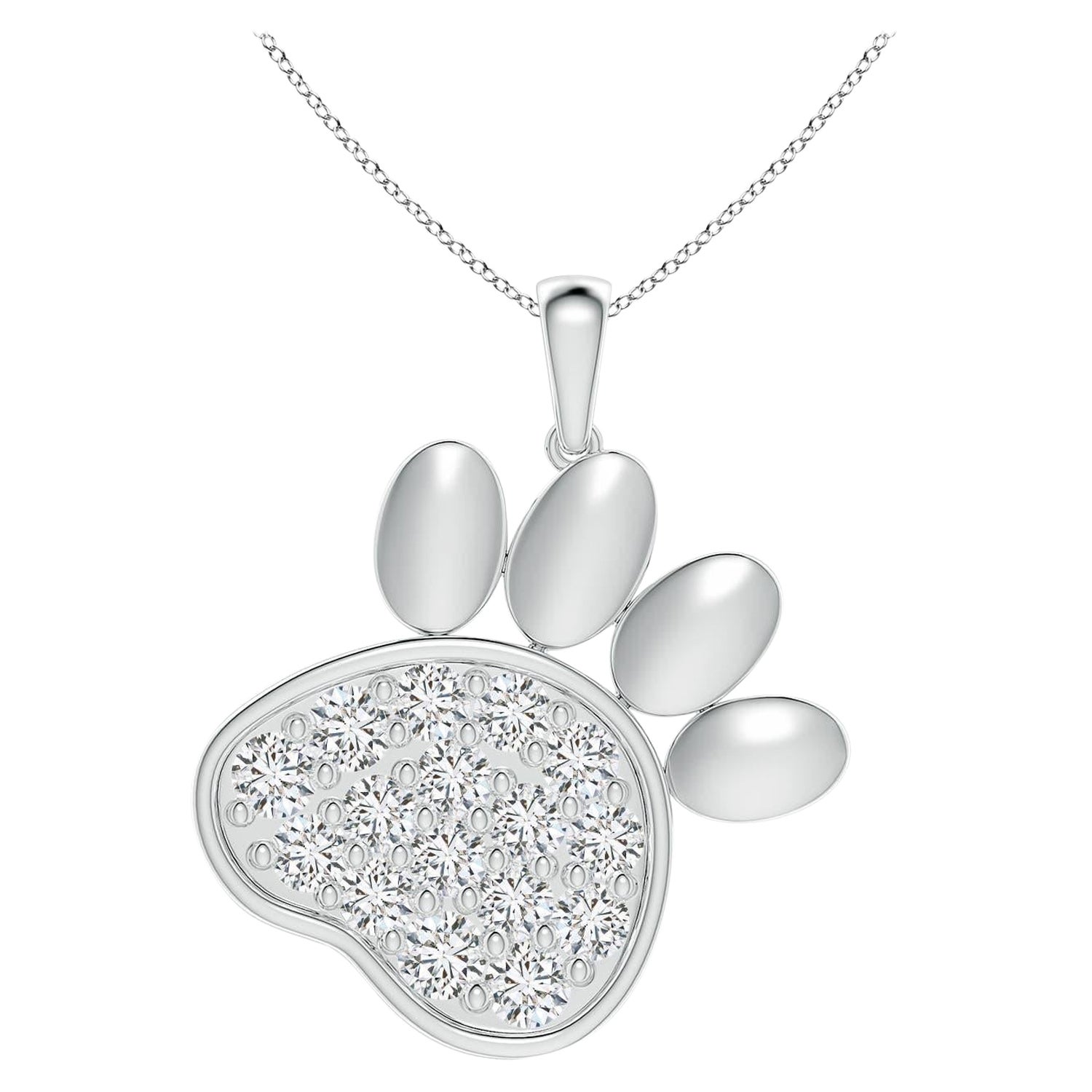 Ciondolo a forma di zampa con diamanti naturali incastonati di Angara in argento 925.