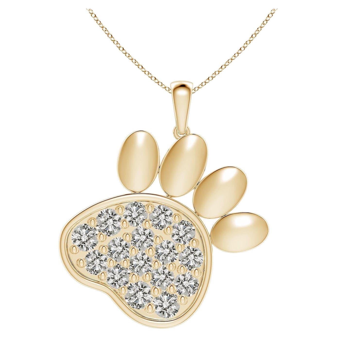 Ciondolo a forma di zampa con diamante incastonato di Angara Nature in oro giallo 14K per donna