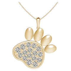 Ciondolo a forma di zampa con diamante incastonato di Angara Nature in oro giallo 14K per donna