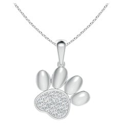 Ciondolo a forma di zampa con diamante naturale incastonato di Angara in oro bianco 14K per donna