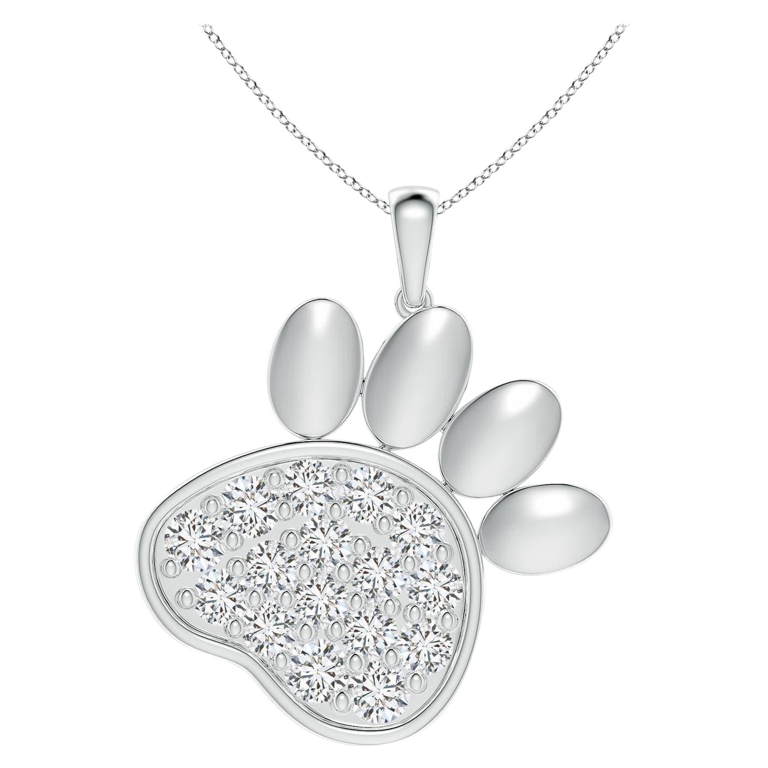 Ciondolo a forma di zampa con diamanti naturali incastonati di Angara in argento 925.