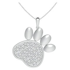 Ciondolo a forma di zampa con diamanti naturali incastonati di Angara in argento 925.