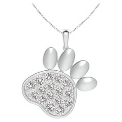 Ciondolo a forma di zampa con diamante naturale incastonato di Angara in oro bianco 14K per donna