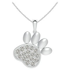 Ciondolo a forma di zampa con diamante naturale incastonato di Angara in oro bianco 14K per donna