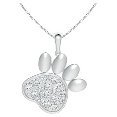 Ciondolo a forma di zampa con diamante naturale incastonato di Angara in oro bianco 14K per donna