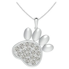 Ciondolo a forma di zampa con diamante naturale incastonato di Angara in oro bianco 14K per donna