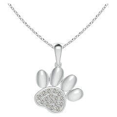 Ciondolo a forma di zampa con diamante naturale incastonato di Angara in oro bianco 14K per donna