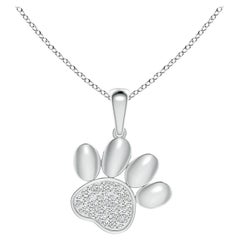Ciondolo a forma di zampa con diamante naturale incastonato di Angara in oro bianco 14K per donna