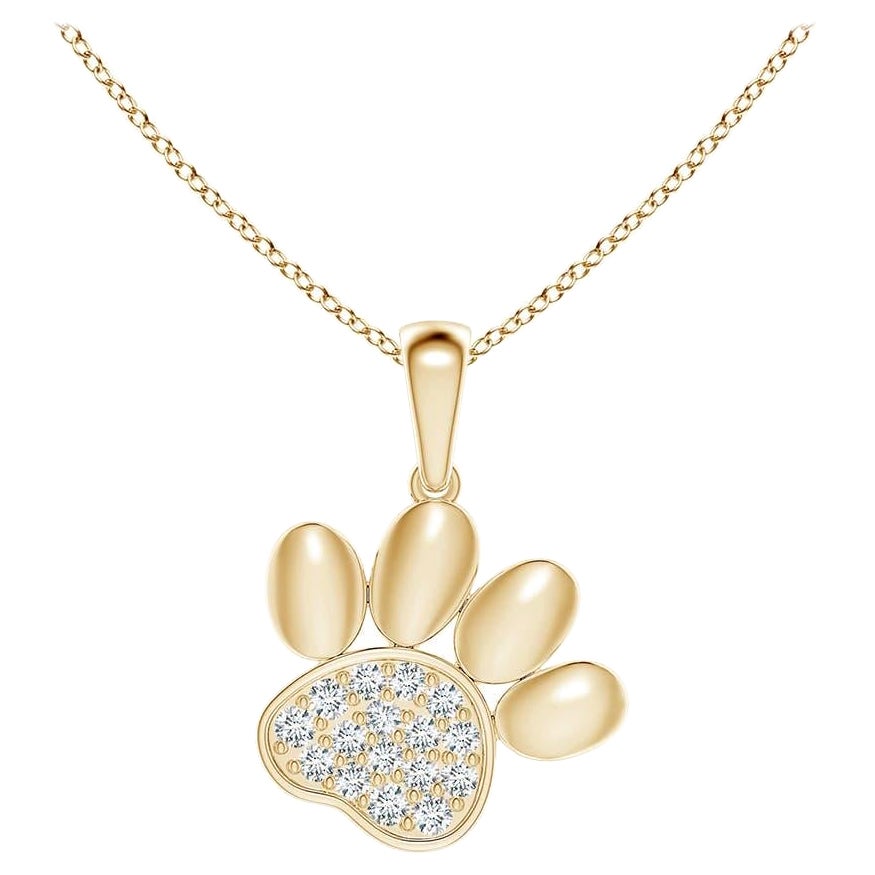 Ciondolo a forma di zampa con diamante incastonato di Angara Nature in oro giallo 14K per donna