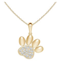 Ciondolo a forma di zampa con diamante incastonato di Angara Nature in oro giallo 14K per donna