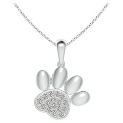 Ciondolo a forma di zampa con diamante naturale incastonato di Angara in oro bianco 14K per donna