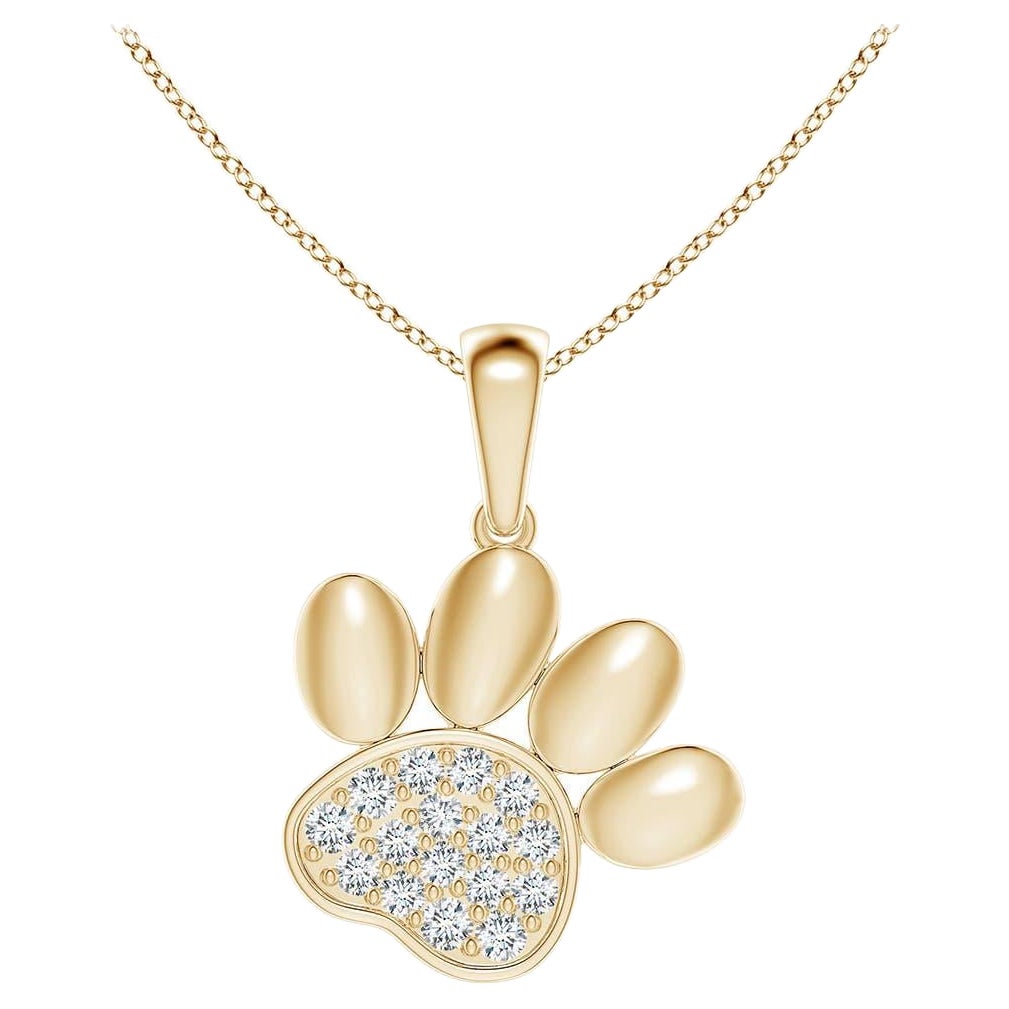 Ciondolo a forma di zampa con diamante incastonato di Angara Nature in oro giallo 14K per donna