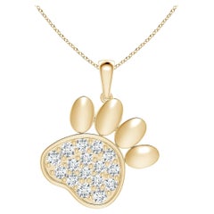 Ciondolo a forma di zampa con diamante incastonato di Angara Nature in oro giallo 14K per donna