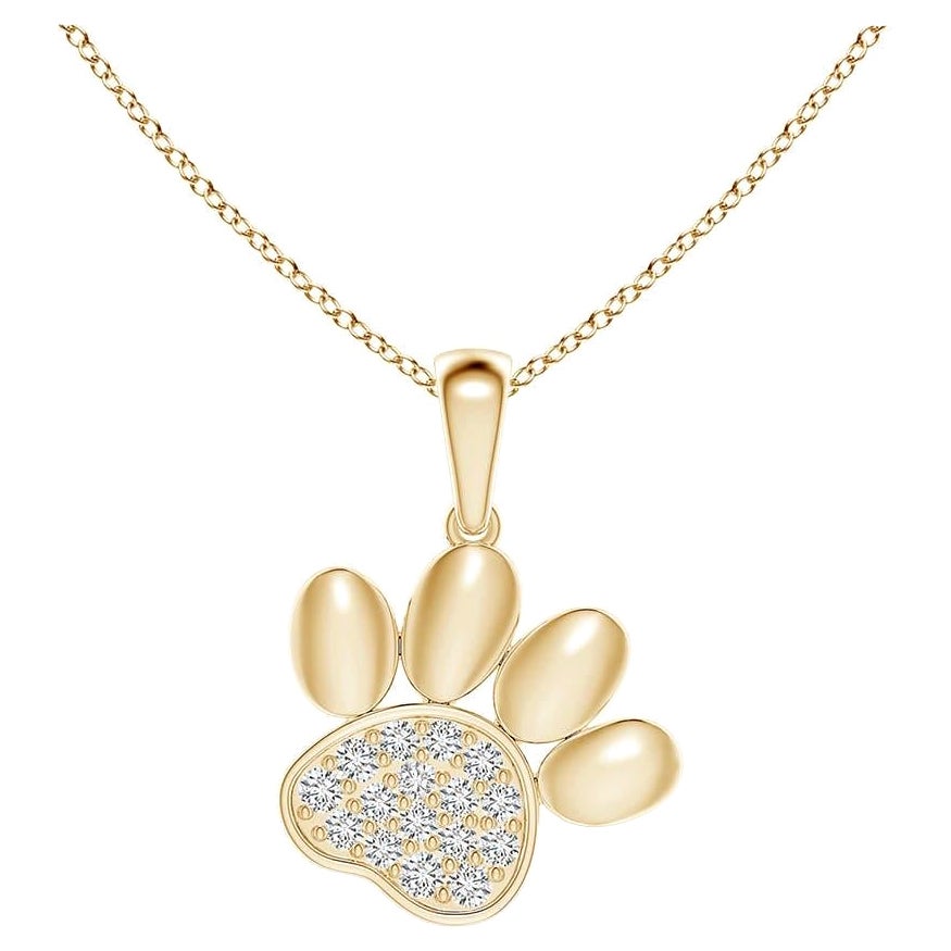 Ciondolo a forma di zampa con diamante incastonato di Angara Nature in oro giallo 14K per donna