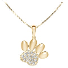 Ciondolo a forma di zampa con diamante incastonato di Angara Nature in oro giallo 14K per donna