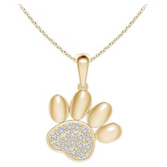 Ciondolo a forma di zampa con diamante incastonato di Angara Nature in oro giallo 14K per donna
