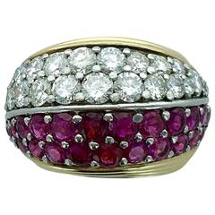 1950s Ruby Diamond Gold Platinum Ring 5