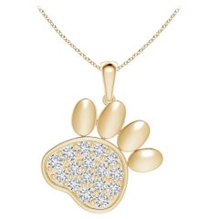 Ciondolo a forma di zampa con diamante incastonato di Angara Nature in oro giallo 14K per donna