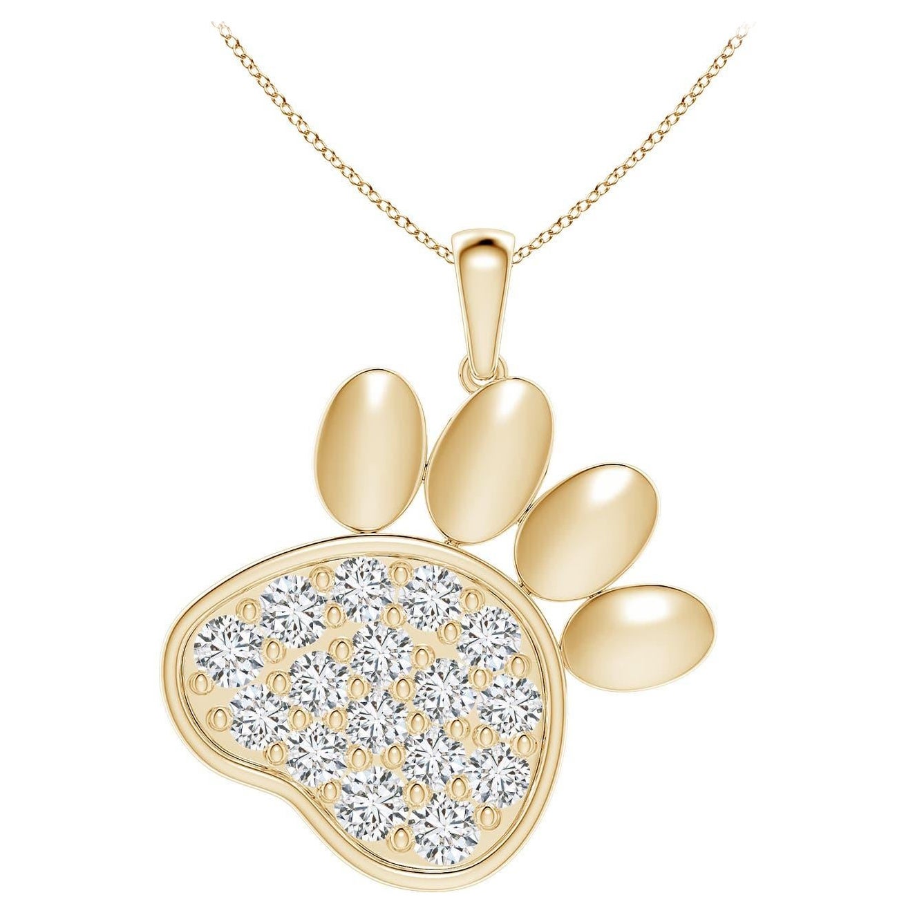 Ciondolo a forma di zampa con diamante incastonato di Angara Nature in oro giallo 14K per donna
