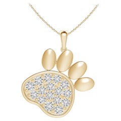 Ciondolo a forma di zampa con diamante incastonato di Angara Nature in oro giallo 14K per donna