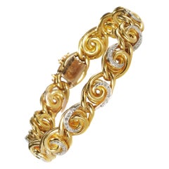 Bracciale francese Art Nouveau con diamanti, platino e oro, 1900 circa