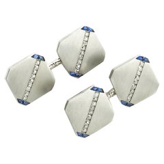 J. E. Caldwell Sapphire, Diamond and Platinum Cufflinks, Dated 1922