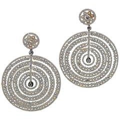 Large Pearl Diamond Moveable Circle Earrings 1