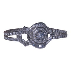 Platinum Diamond Bracelet Vintage Pery Watch GIA Deco VVS Rare Fine 10.04 Carats