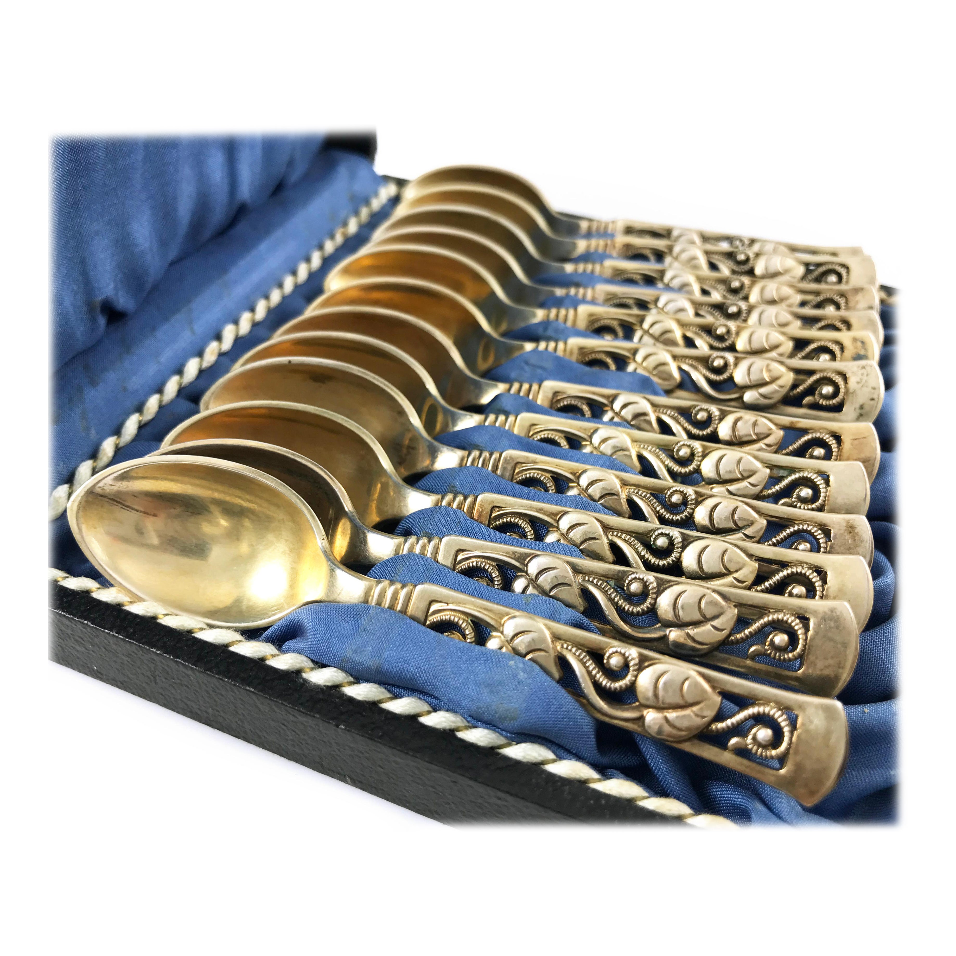 1947 Johannes Siggaard Demitasse Silver Spoon Set en vente
