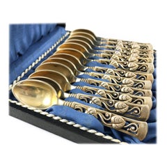 1947 Juego de cucharas de plata Demitasse Johannes Siggaard