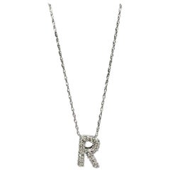 Diamant "R" Initial Halskette in 10kt Weißgold - 0.15ctw GH VS/SI, 16-18"