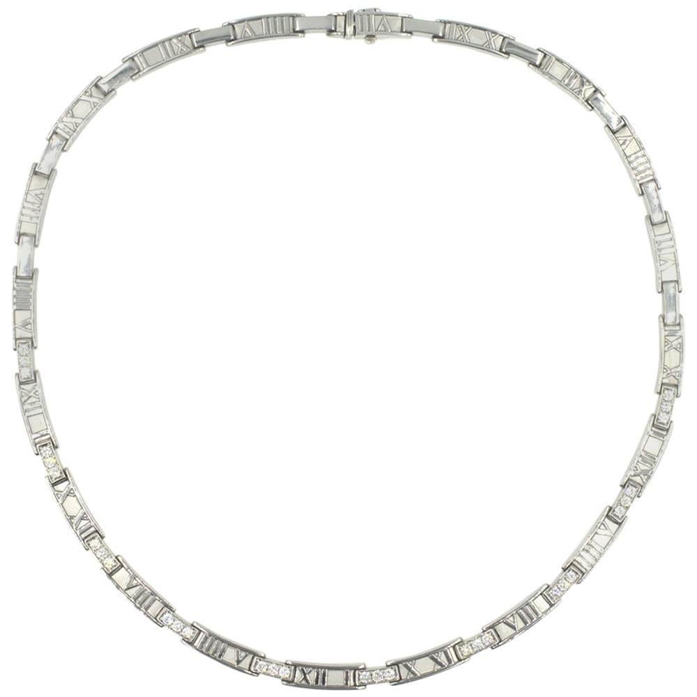 Tiffany 
Co. Atlas Diamond White Gold Station Collar Necklace