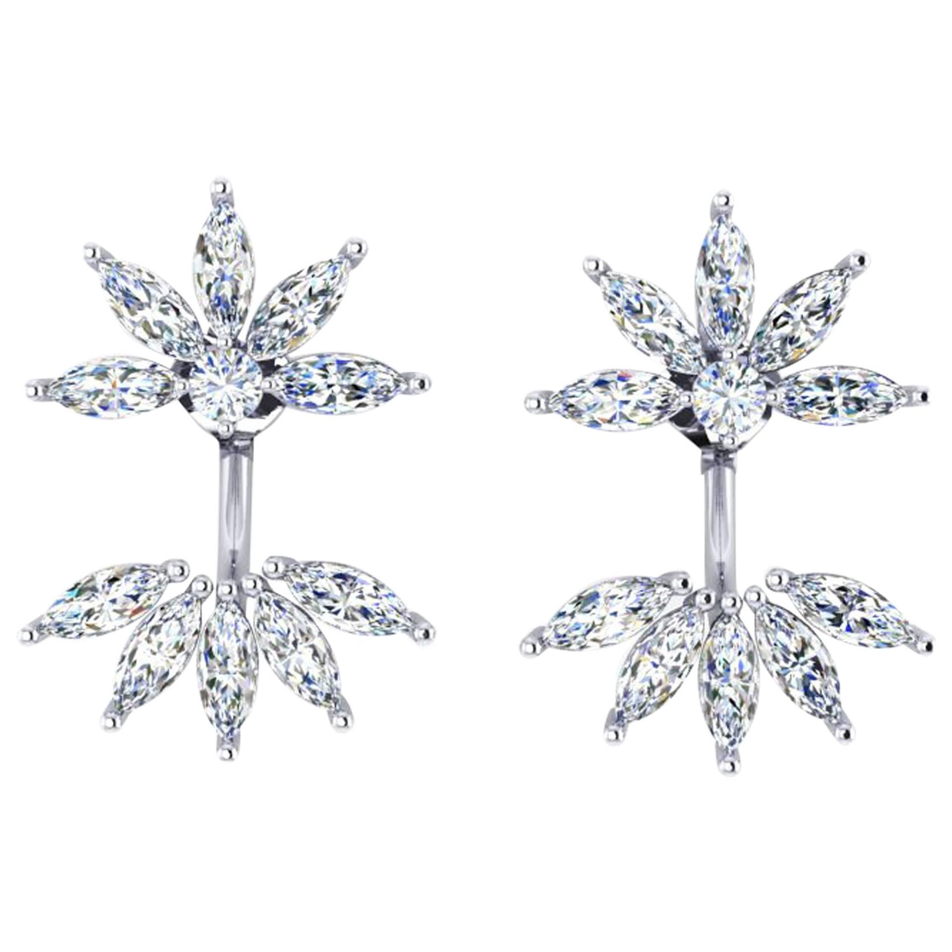 Ferrucci 2.10 Carat Marquise Diamonds Star 18k white gold Earrings