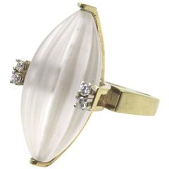 1960s Rock Crystal Diamond Yellow Gold Ring