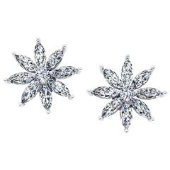 Ferrucci 2.00 Carat Marquise Stars Diamond Platinum Earrings 6