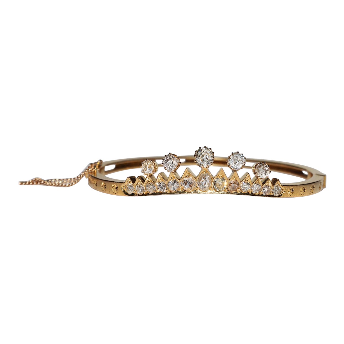 Bracelet ancien en or 18k Victorien Circa 1900s Natural Old Mine Cut Diamonds